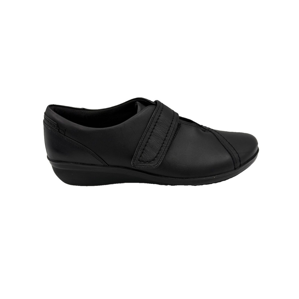 Clarks Black Leather Loafer Sneakers Adjustable Everlay Dixey Women 9M Comfort